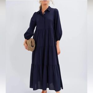 Tuckernuck Pomander Place Mabel Navy Maxi Dress Women’s Large